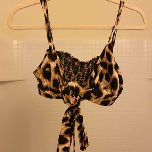 Wrap crop cheetah top